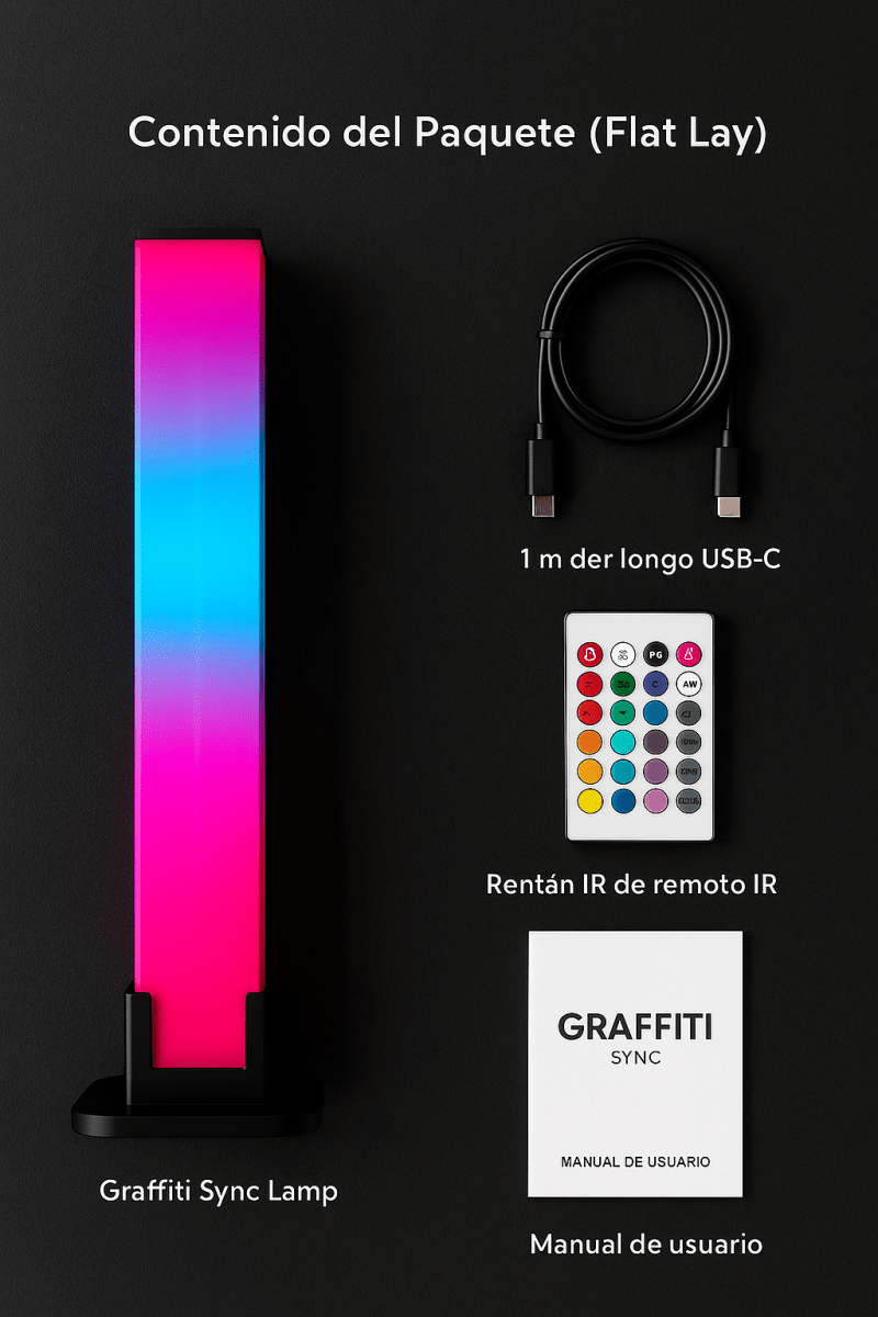 Graffiti Sync Lamp – Luz Ambiental RGB que Baila con Tu Música - TuAliado Homeplus