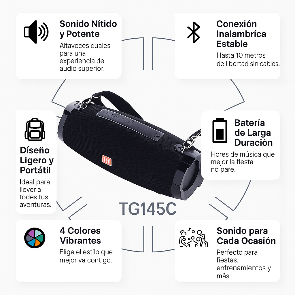 Parlante Bluetooth Inalámbrico TG145C: Lleva la Fiesta a Todas Partes