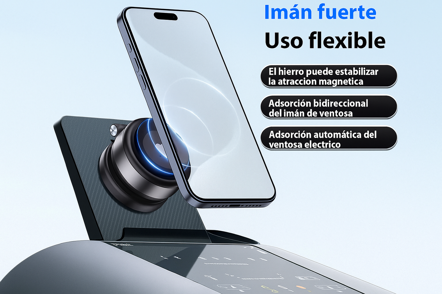 Soporte de Celular Power Lock con Succión de Vacío: Máxima Estabilidad en Aleación Premium