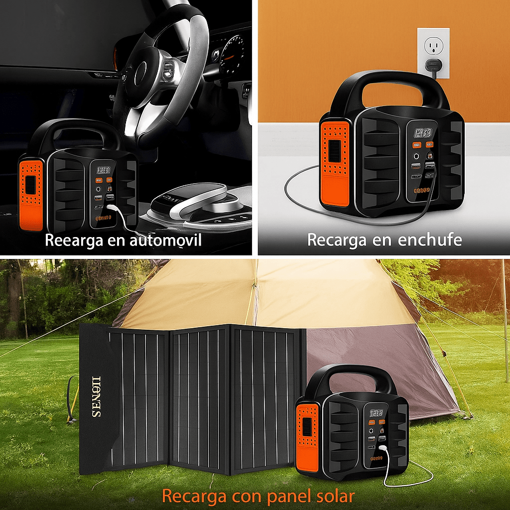 Estación de Energía Portátil 150W (42000mAh) - Generador Solar con Enchufe AC 110V para Camping y Emergencias - TuAliado Homeplus