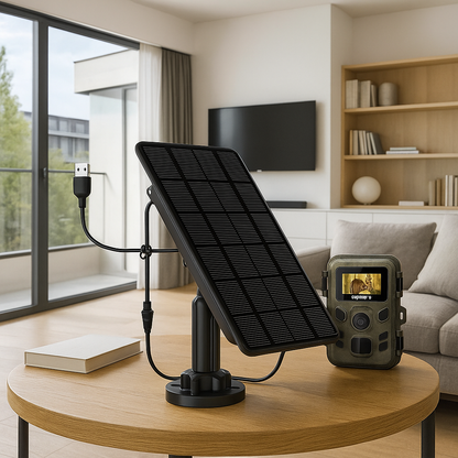 Kit de Alimentación Solar con Batería 5000mAh para Cámaras de Caza (6V/12V/USB-C)