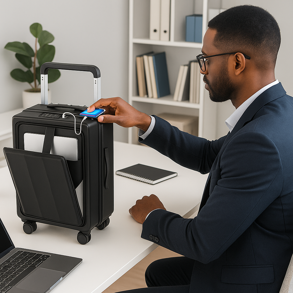 Equipaje de Mano Inteligente 20" con Puerto USB y Acceso Frontal para Laptop
