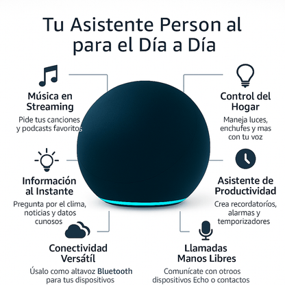 Kit Smart Home Nivel 2: "Automatización Esencial" (Altavoz + Enchufe + Bombillo + Sensor Movimiento) - TuAliado Homeplus