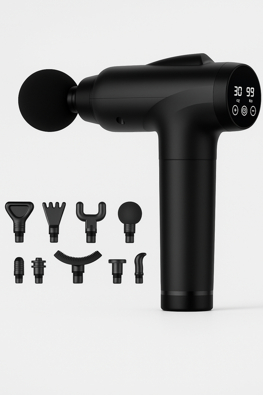 RenovaPulse: Pistola de masaje de tejido profundo portátil con 9 accesorios
