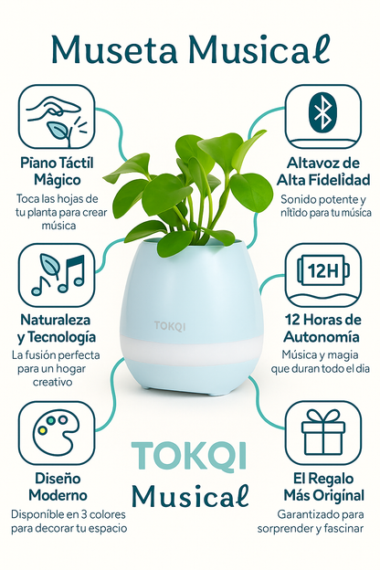 Maceta Musical Inteligente TOKQI: ¡Donde la Naturaleza y la Música Crean Magia!