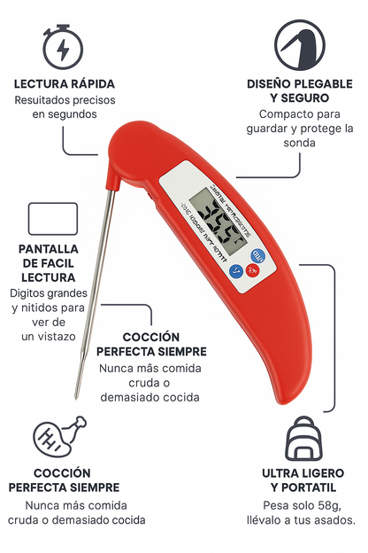 ChefTemp Digital Plegable: ¡La Temperatura Perfecta al Instante!