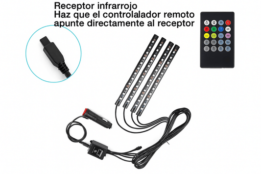 Luces LED Rítmicas Devine para Carro: Iluminación Interior RGB con Sincronización de Música - TuAliado Homeplus