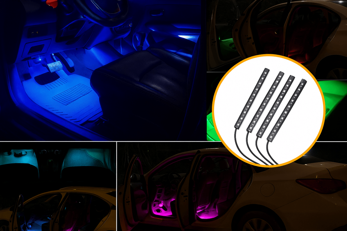 Luces LED Rítmicas Devine para Carro: Iluminación Interior RGB con Sincronización de Música - TuAliado Homeplus