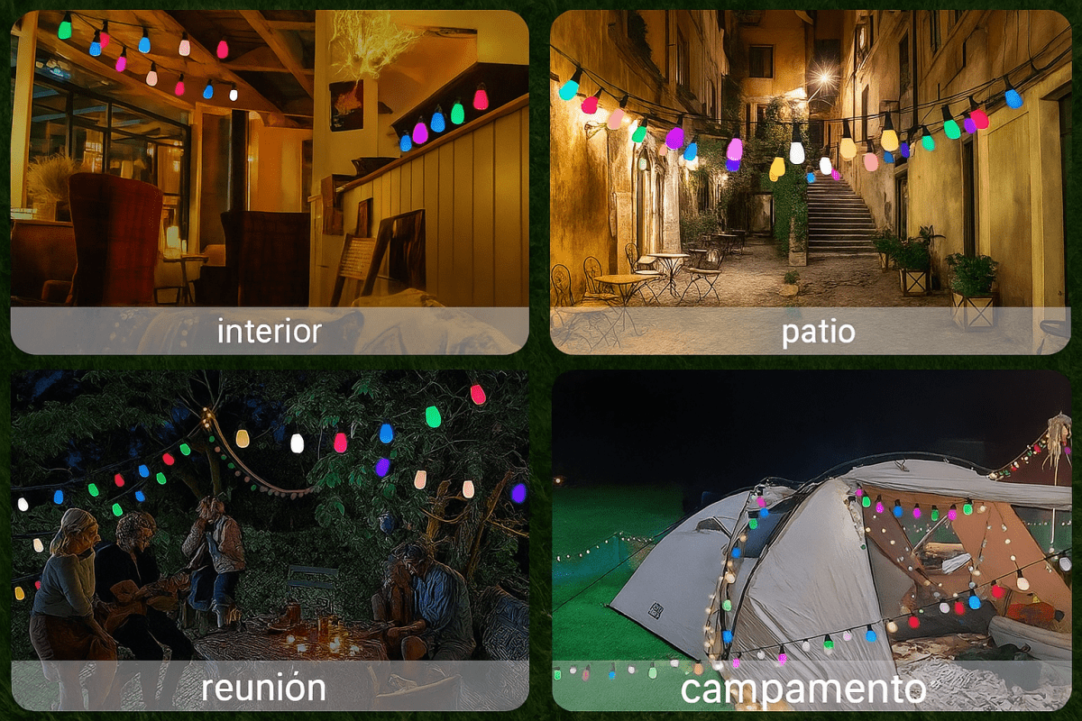 Guirnalda de Luces LED RGB para Exterior: Iluminación Festiva para Jardín y Terraza con Control Remoto - TuAliado Homeplus