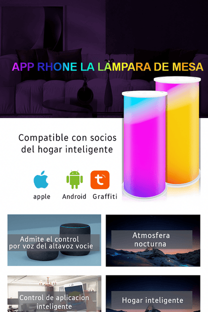 Lámpara Portátil Inteligente RGB WiFi (Tuya): Luz de Ambiente para Hogar y Camping - TuAliado Homeplus