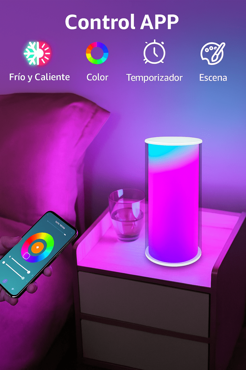Lámpara Portátil Inteligente RGB WiFi (Tuya): Luz de Ambiente para Hogar y Camping - TuAliado Homeplus