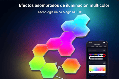 Lámparas Hexagonales Modulares RGB: Crea tu Propio Arte de Luz Interactivo en la Pared - TuAliado Homeplus