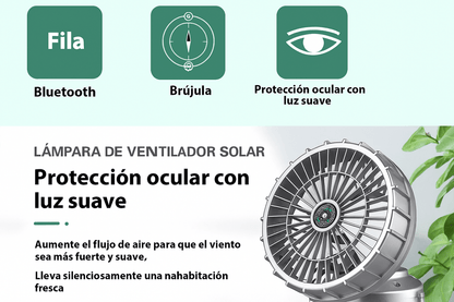 Lámpara y Ventilador Solar 2 en 1 para Camping: Recargable, Plegable y con Función Power Bank - TuAliado Homeplus