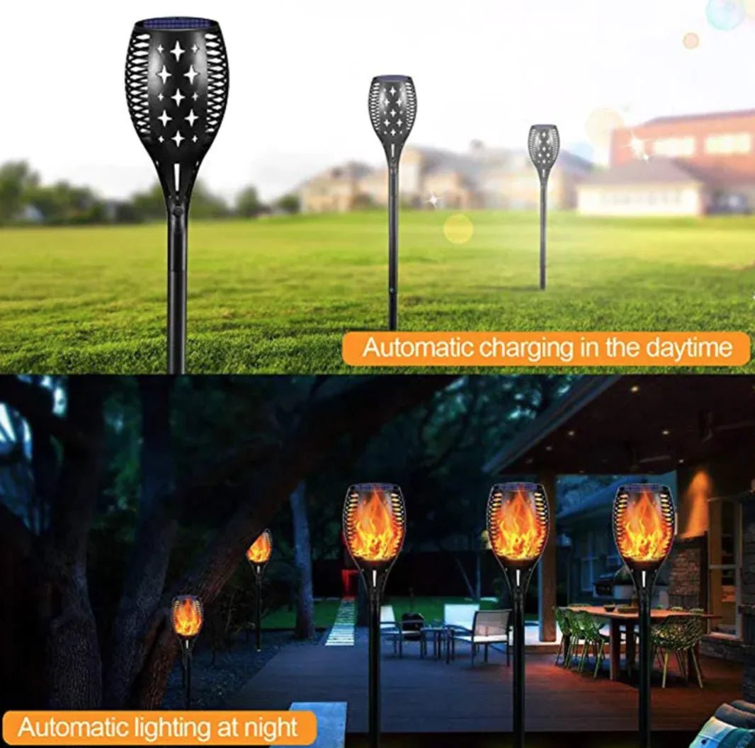Antorcha Solar para Jardín con Efecto de Llama Realista (96 LEDs) - TuAliado Homeplus