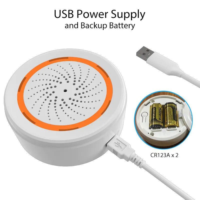 Sirena Inteligente Tuya 120dB (WiFi/Zigbee): Tu Alarma de Sonido y Luz para el Hogar - TuAliado Homeplus