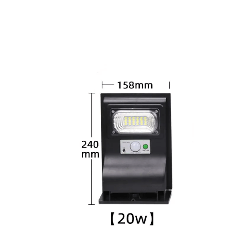 Lámpara Solar de Pared para Exterior de Alta Potencia (20W/40W/60W) con Sensor - TuAliado Homeplus