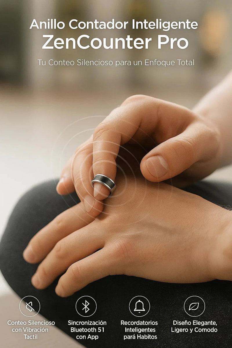 Anillo Contador Inteligente ZenCounter Pro (Bluetooth, Meditación y Hábitos) TuAliado Homeplus