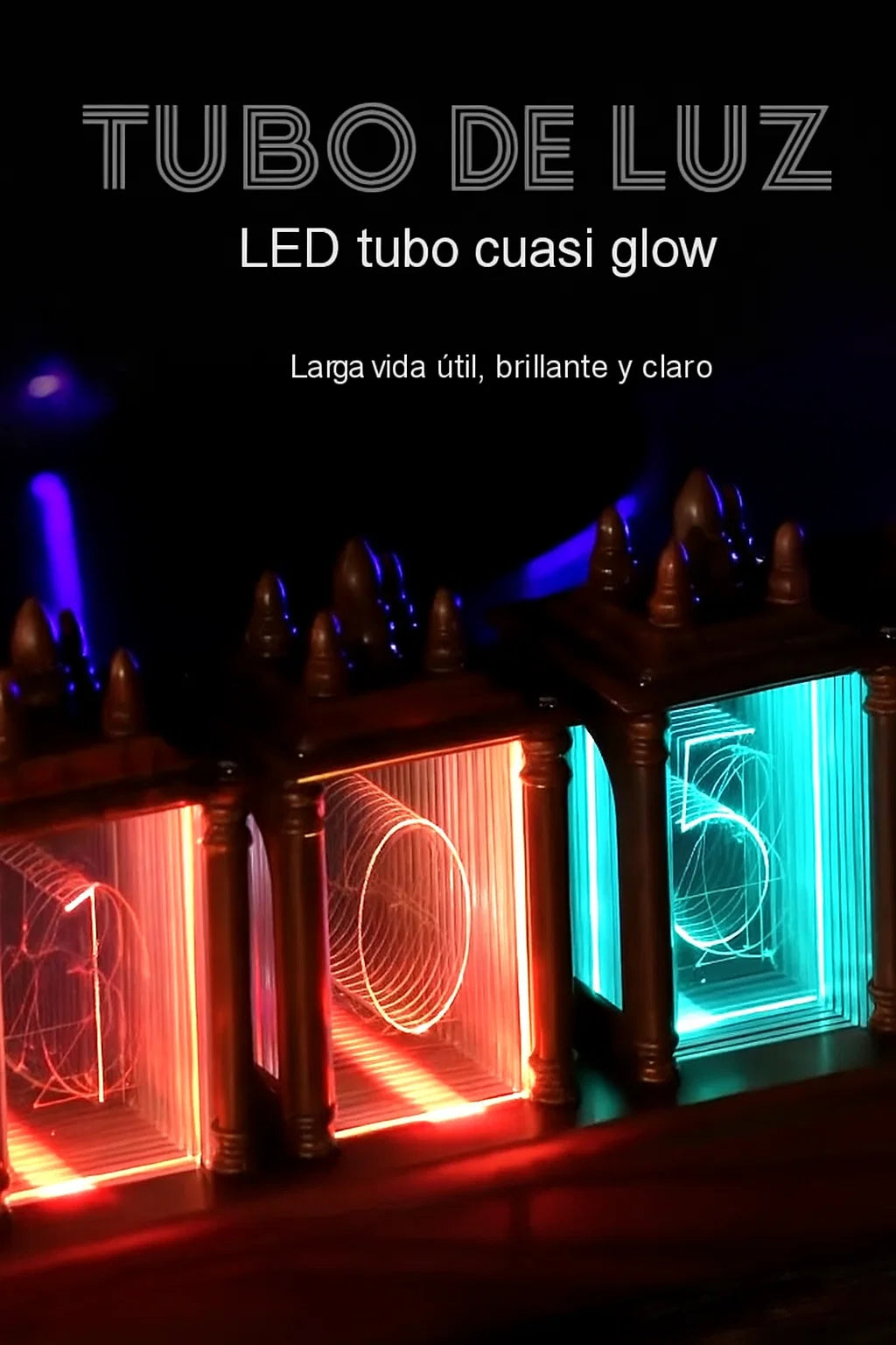 RGB Clock LED Wooden Creative Desktop Decoration