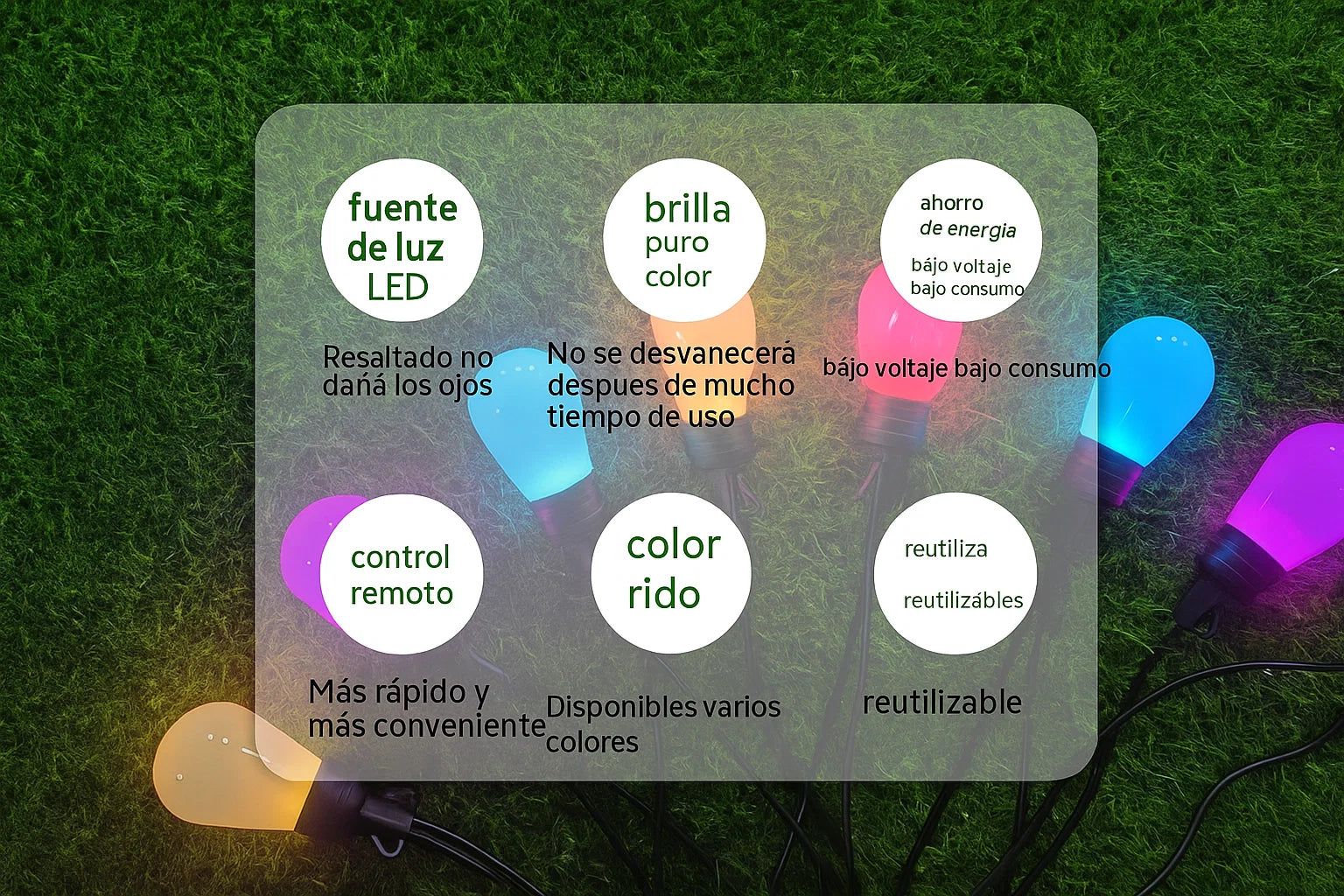 Guirnalda de Luces LED RGB para Exterior: Iluminación Festiva para Jardín y Terraza con Control Remoto - TuAliado Homeplus
