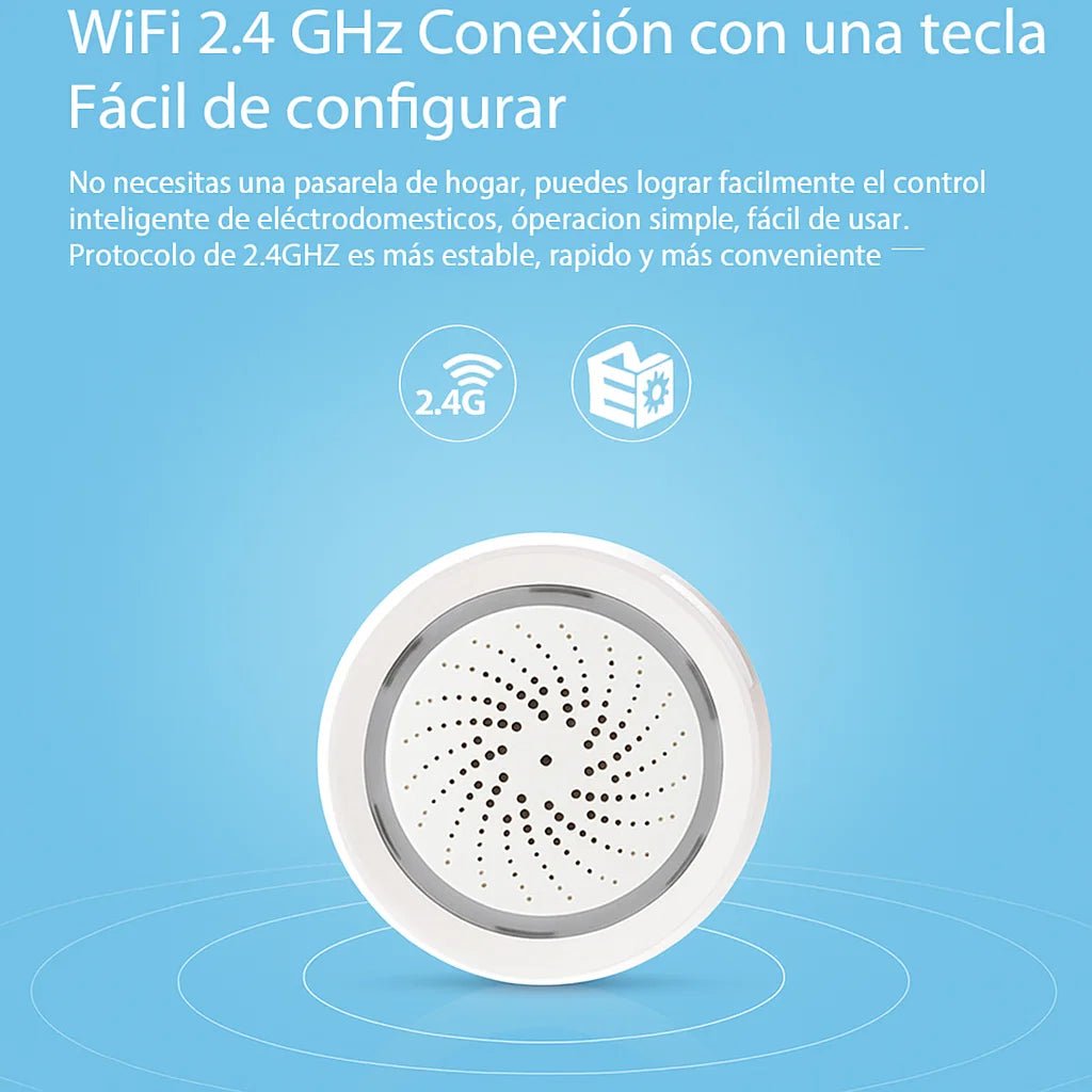 Sirena Inteligente Tuya 120dB (WiFi/Zigbee): Tu Alarma de Sonido y Luz para el Hogar - TuAliado Homeplus