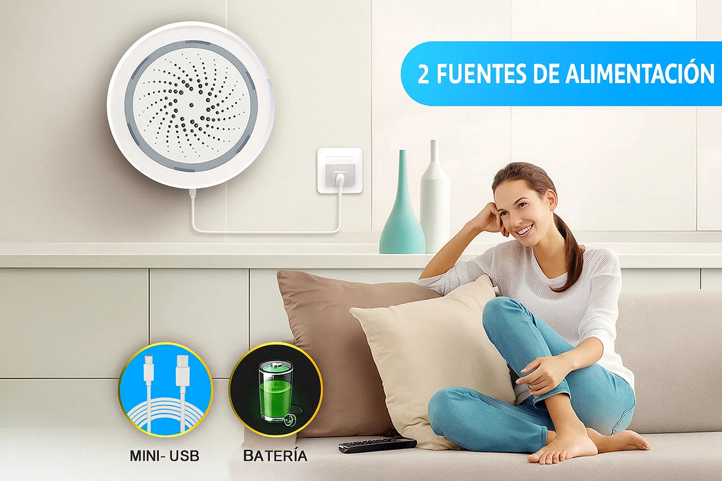 Sirena Inteligente Tuya 120dB (WiFi/Zigbee): Tu Alarma de Sonido y Luz para el Hogar - TuAliado Homeplus