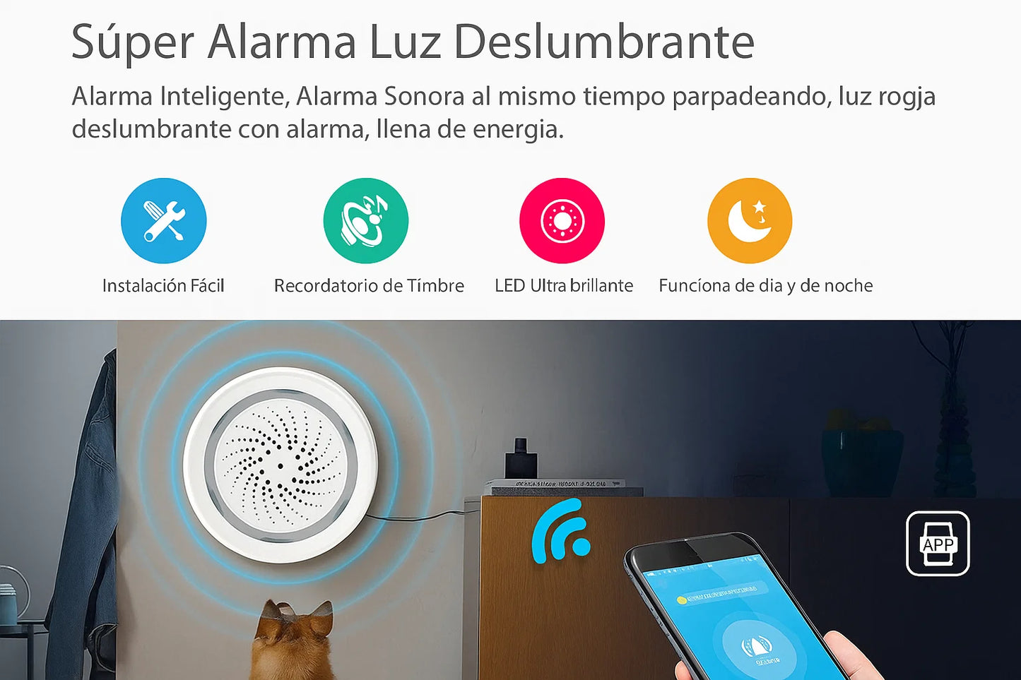 Sirena Inteligente Tuya 120dB (WiFi/Zigbee): Tu Alarma de Sonido y Luz para el Hogar - TuAliado Homeplus