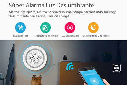 Sirena Inteligente Tuya 120dB (WiFi/Zigbee): Tu Alarma de Sonido y Luz para el Hogar - TuAliado Homeplus