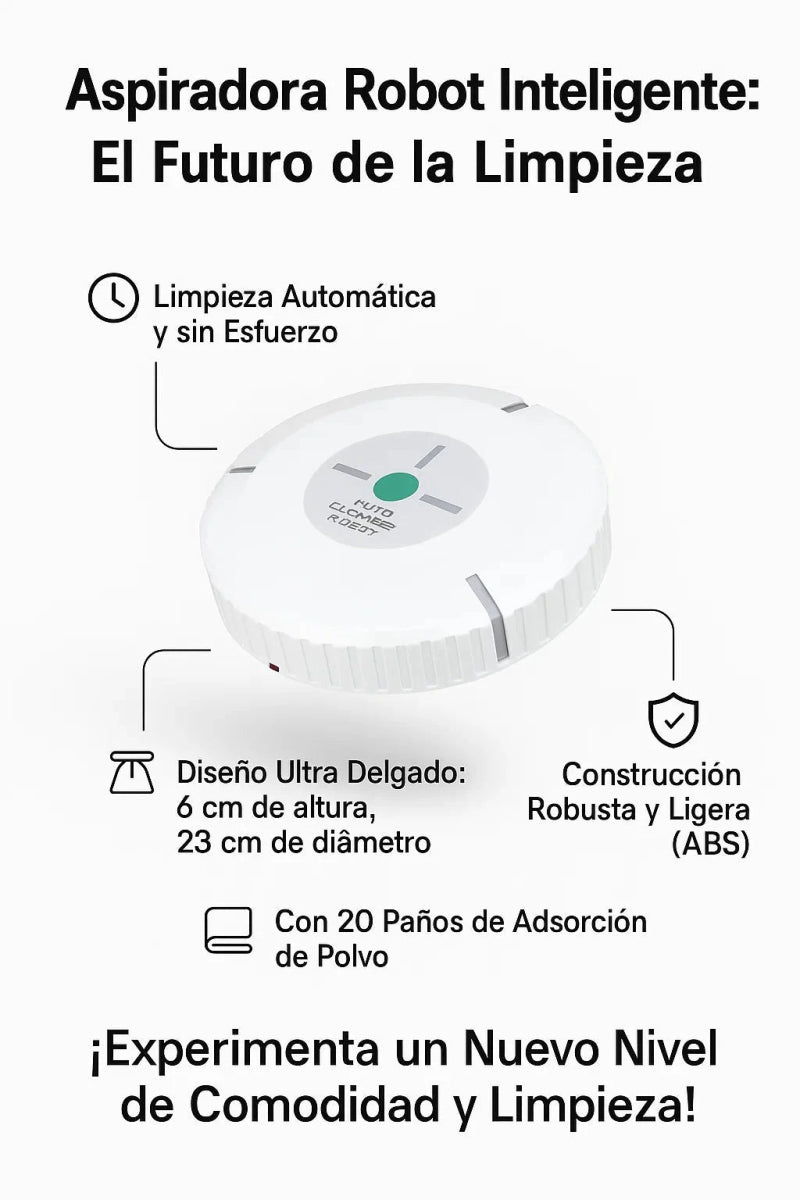 CleanBot Mini: Robot Aspirador Automático Ultra Fino (Anti-Polvo y Pelo) TuAliado Homeplus