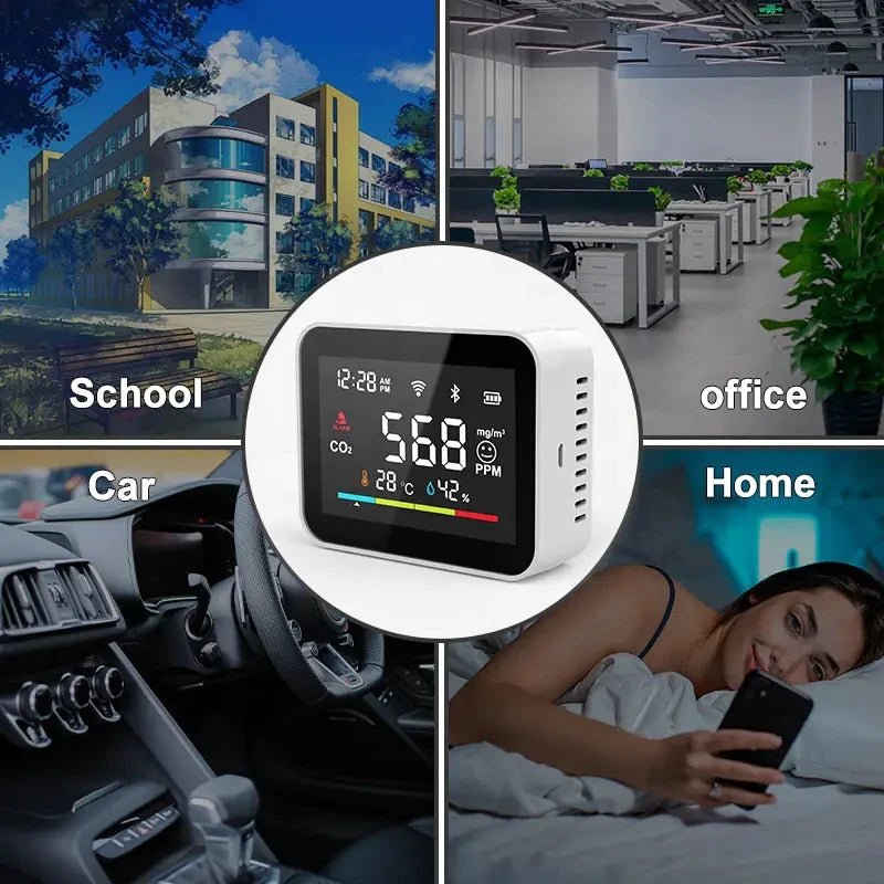 Smart CO2 Detector with WiFi Temperature & Humidity Sensor TuAliado Homeplus