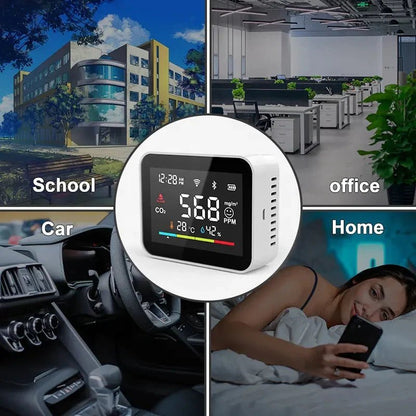 Smart CO2 Detector with WiFi Temperature & Humidity Sensor TuAliado Homeplus
