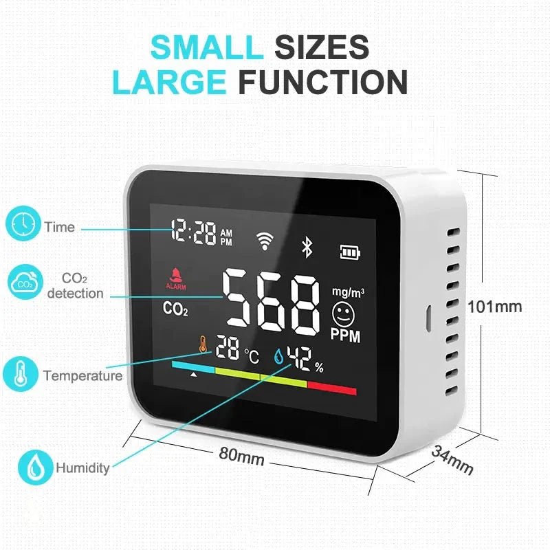 Smart CO2 Detector with WiFi Temperature & Humidity Sensor TuAliado Homeplus