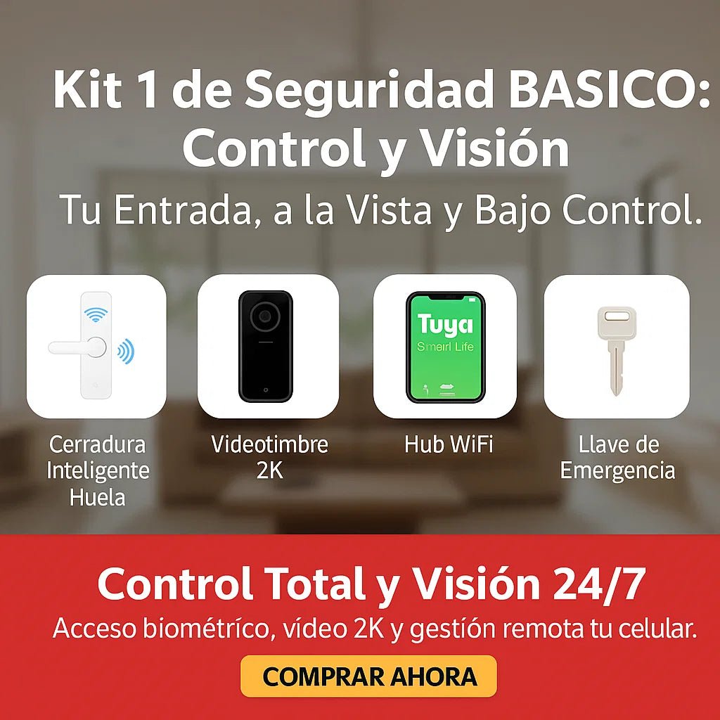 Kit 1 Seguridad BÁSICO: "Control y Visión" (Cerradura + Videotimbre 2K) TuAliado Homeplus