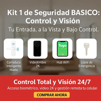 Kit 1 Seguridad BÁSICO: "Control y Visión" (Cerradura + Videotimbre 2K) TuAliado Homeplus