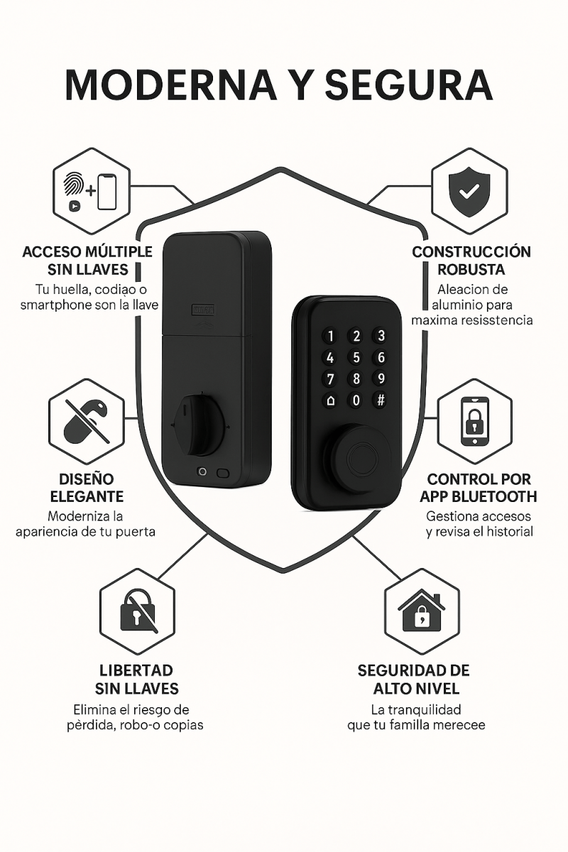 Kit 1 Seguridad BÁSICO: "Control y Visión" (Cerradura + Videotimbre 2K) TuAliado Homeplus
