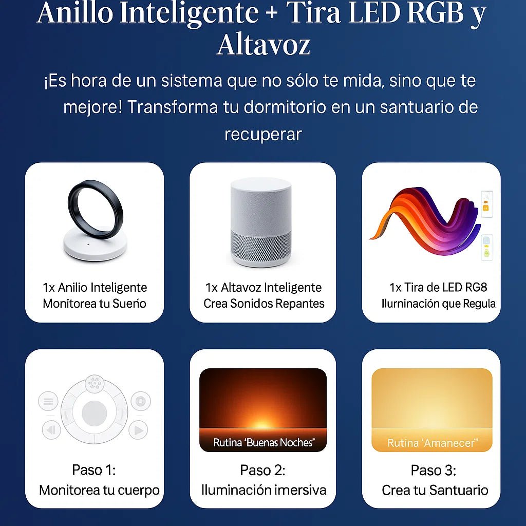 Kit de Bienestar Inmersivo: Anillo Inteligente + Tira LED RGB y Altavoz TuAliado Homeplus