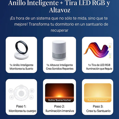 Kit de Bienestar Inmersivo: Anillo Inteligente + Tira LED RGB y Altavoz TuAliado Homeplus