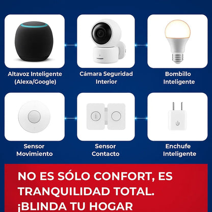 Kit Smart Home Nivel 3: "Seguridad y Conciencia Total" (Completo con Cámara y Sensores) TuAliado Homeplus