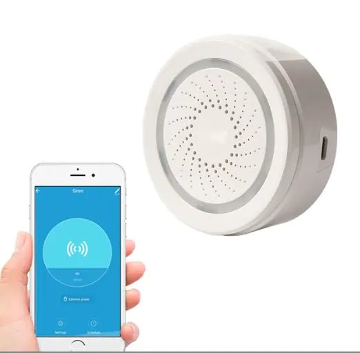 Sirena Inteligente Tuya 120dB (WiFi/Zigbee): Tu Alarma de Sonido y Luz para el Hogar - TuAliado Homeplus