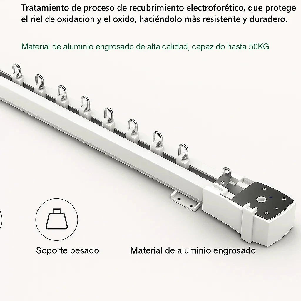 Riel de Cortina Eléctrico Inteligente (Control por App y Voz) TuAliado Homeplus