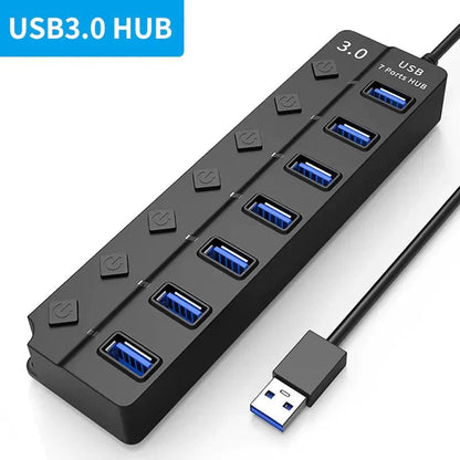 Seven-Port USB 3.0 Hub and Splitter for Computers TuAliado Homeplus