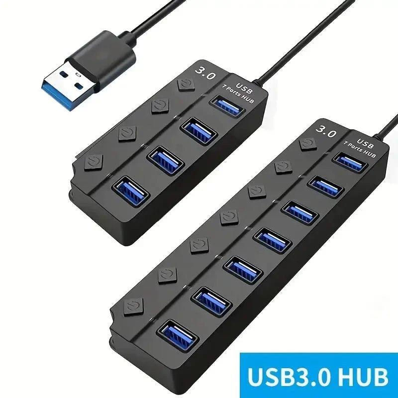 Seven-Port USB 3.0 Hub and Splitter for Computers TuAliado Homeplus