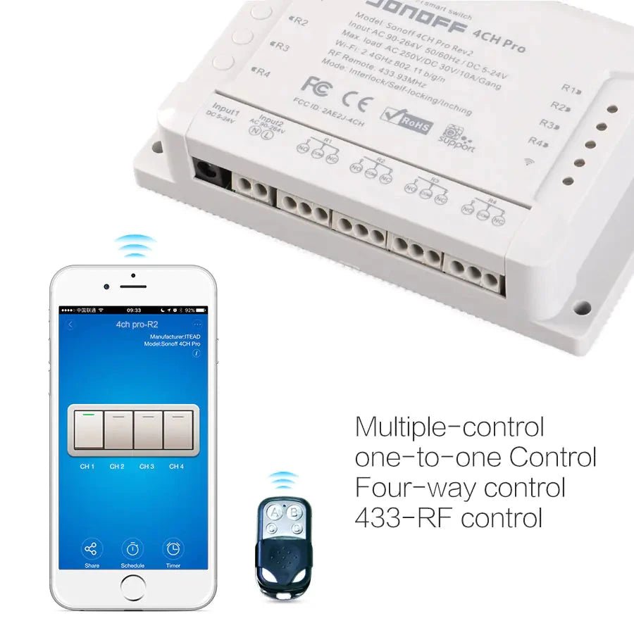 SONOFF 4CH PRO R2 Smart Switch with Remote Control TuAliado Homeplus