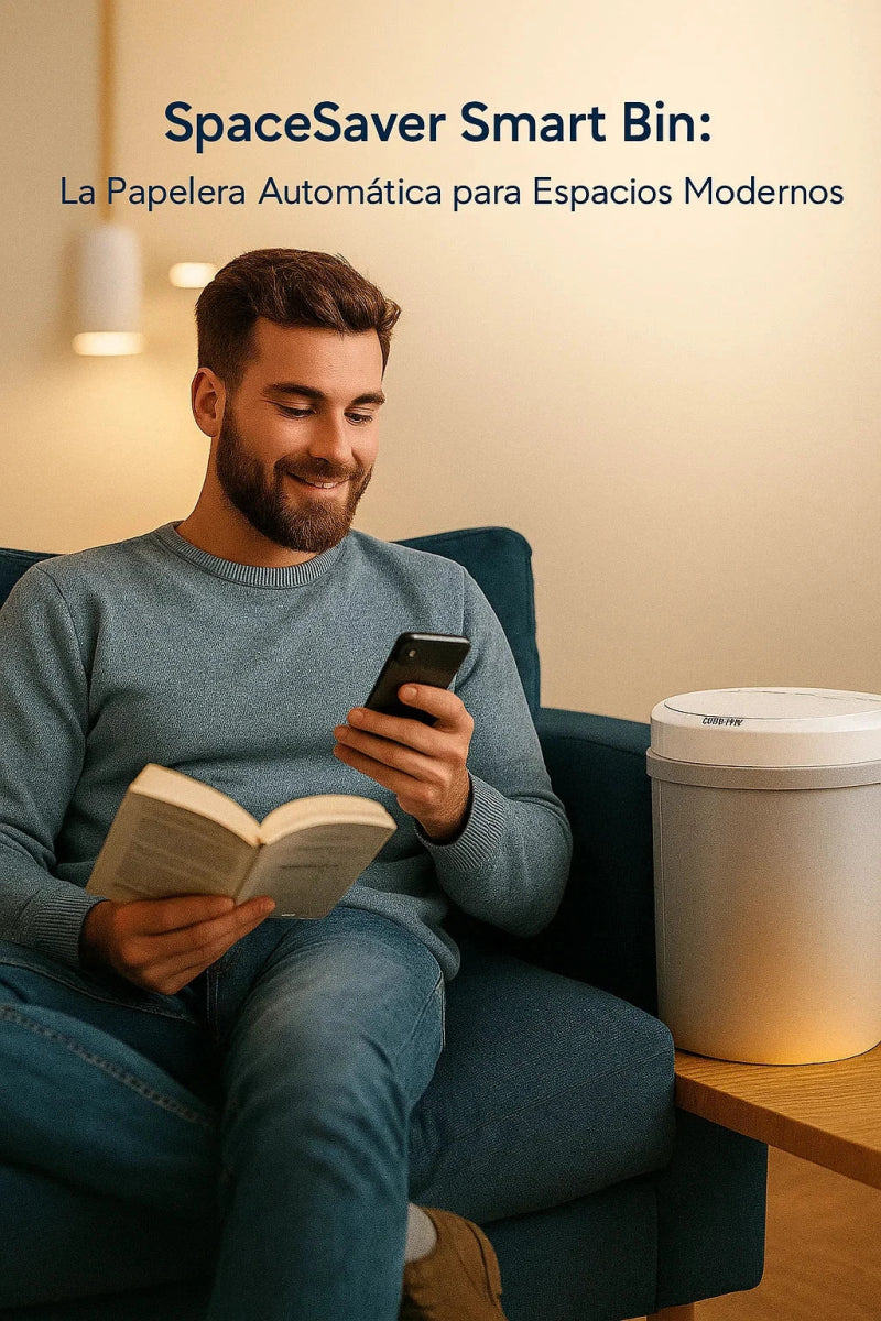 SpaceSaver Smart Bin: Papelera Automática de 12L con Sensor (Para Baño y Oficina) TuAliado Homeplus