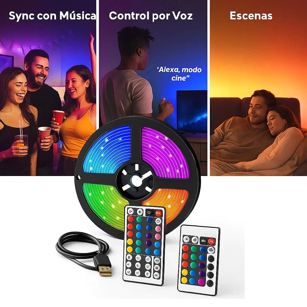 Tira de Luces LED RGB Chroma Flow (Control por App y Voz) TuAliado Homeplus