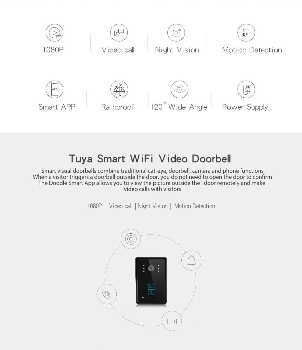 Smart WiFi Video Doorbell with Remote Monitoring TuAliado Homeplus